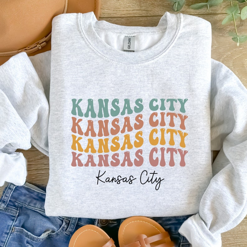Retro Kansas City Sweatshirt With Repeat Design, Love Where You Live