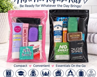 His & Hers Refresh Kit, Dorm Room Essentials, College Care Package, New Home Gift, Travel Toiletry Kit, Back to School Gift, Camping