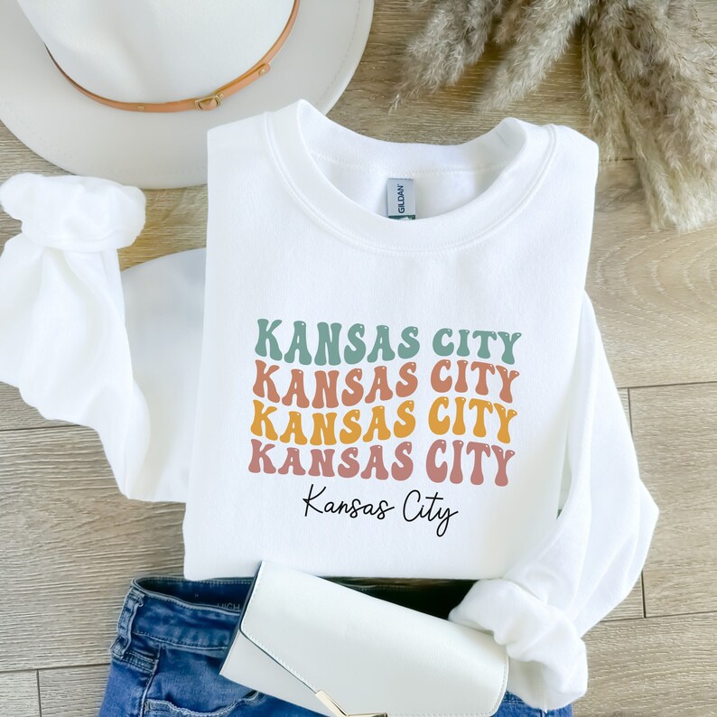 Retro Kansas City Sweatshirt With Repeat Design, Love Where You Live