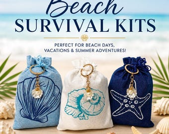 Beach Survival Kit, Beach Essentials Gift, Vacation Survival Kit, Beach Vacation Supplies, Destination Wedding Welcome Bag, Bridesmaid Gift