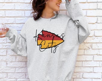 Kansas City Arrowhead, Football Fan Unisex Crewneck Sweatshirt, Love Kansas City, Kansas City Football Spirit Wear, Game Day Pullover