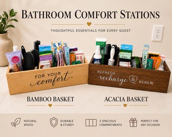 Wedding Bathroom Essentials Basket | His & Hers Bathroom Amenity Kit | Restroom Comfort Station | Airbnb Guest Bathroom Basket | 250+ Items