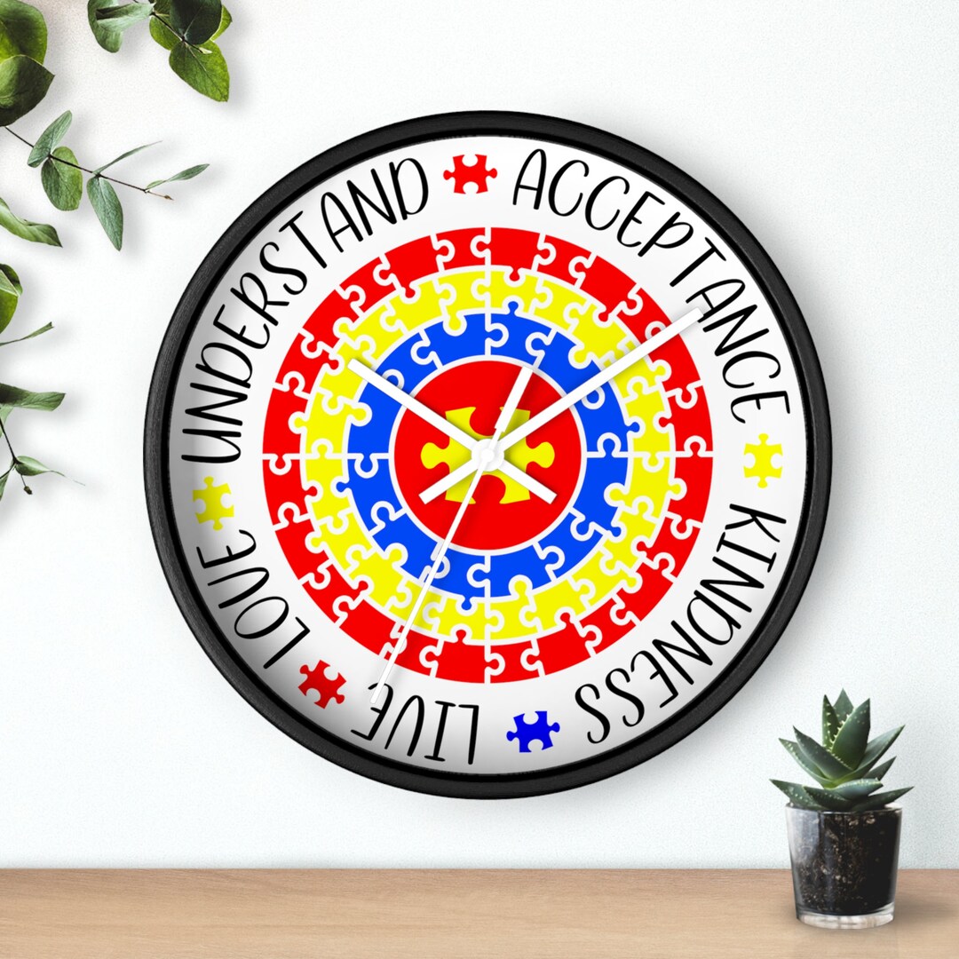 Autism Awareness Wall Clock, School Wall Decor, Therapy Center Wall Art ...