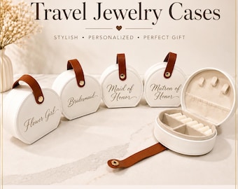 Personalized Travel Jewelry Case, Bridesmaid Gift, Maid of Honor Gift, Wedding Party Gift, Jewelry Organizer, Flower Girl Gift