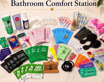 Guest Bathroom Essentials, Unisex Bathroom Supplies, Airbnb Bathroom, His & Her Bathroom Refresher, Bathroom Survival Station, Emergency Kit