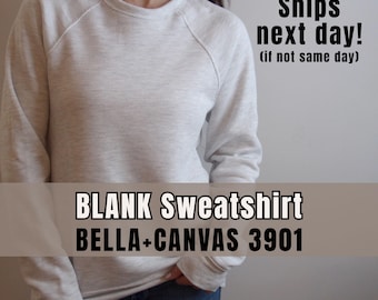 Blank 3901 Bella+Canvas Sweatshirt Bundle, Sponge Fleece Raglan Sweatshirt, Unisex Crewneck, Blank Craft Supplies, Plain Wholesale Shirts