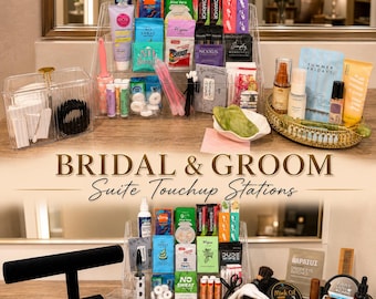 Wedding Party Touch Up Stations, Bridal Suite Beauty Prep, Groomsman Grooming Kit, Wedding Vanity Sets, Wedding Day Beauty Essentials