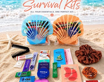 Beach Survival Kit, Vacation Essentials Bag, Cruise Travel Kit, Beach Day Gift, Pool Bag Essentials, Summer Travel Gift, Girls Trip