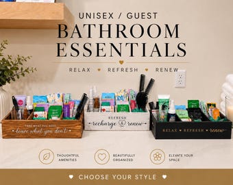 Unisex Bathroom Amenity Kit | Guest Bathroom Essential Station | Wedding Comfort Station | Airbnb Guest Bathroom Basket | 250+ Items
