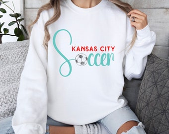 Kansas City Soccer Sweatshirt, Sporting KC Themed Shirt, Soccer Pullover, Turquoise and Red