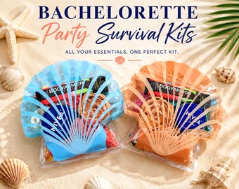 Bachelorette Party Survival Kit, Beach Bach Gift Bag, Girls Trip Favor, Destination Wedding Welcome Bag, Hangover Recovery Kit