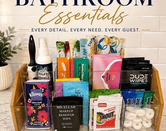 Bathroom Essentials Basket, Guest Bathroom Amenity Kit, Wedding Restroom Basket, Airbnb Bathroom Essentials, Event Comfort Station