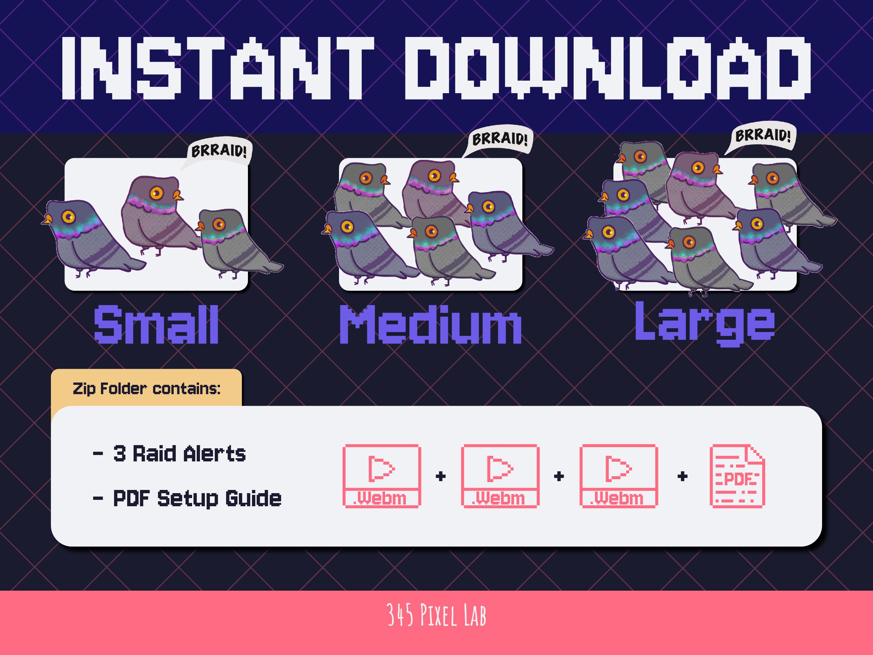 Animated Pigeon Raid Alerts for Twitch / Doves Raid Overlay Streaming ...