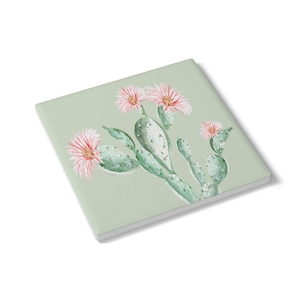 Cactus Flower Ceramic Tile Coaster - Round or Square Size Choices,  Perfect for Western or Cactus Home Decor & Gifts -  Priced per coaster