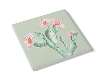 Cactus Flower Ceramic Tile Coaster - Round or Square Size Choices