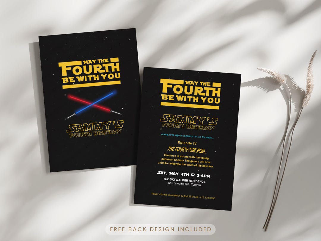 May the Fourth Be With You Birthday Invite, Fourth Birthday Party ...