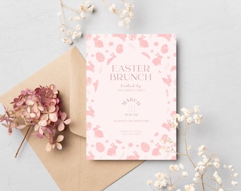 Bunny Easter Brunch Invitation, Easter Brunch Invite, Easter Invite, Easter Egg Hunt Invitation, Editable Template, Instant Download, Spring