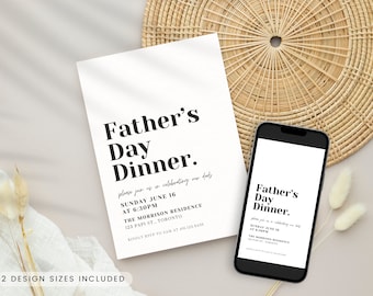Modern Fathers Day Invitation, Editable Father's Day Invite, Simple Clean Invite, Fathers Day Flyer, Dad Dinner, Text Invite, Printable 5x7