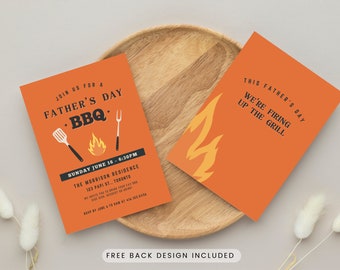 Fathers Day BBQ Invitation, Father's Day Party, Fathers Day Lunch Invitation, BBQ Invite, Outdoor BBQ, Backyard Party Cookout Invite For Dad