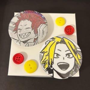 MHA Kirishima and Kaminari Manga Button Pins