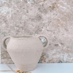 Greek Inspired Pottery: white rustic Vase with Handles