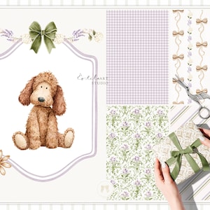 Aquarel Gentle Atelier clipart, erfstuk babyspeelgoed png, vintage kwekerij clipart, neutrale babyshower graphics, Engelse lente, digitaal afbeelding 10