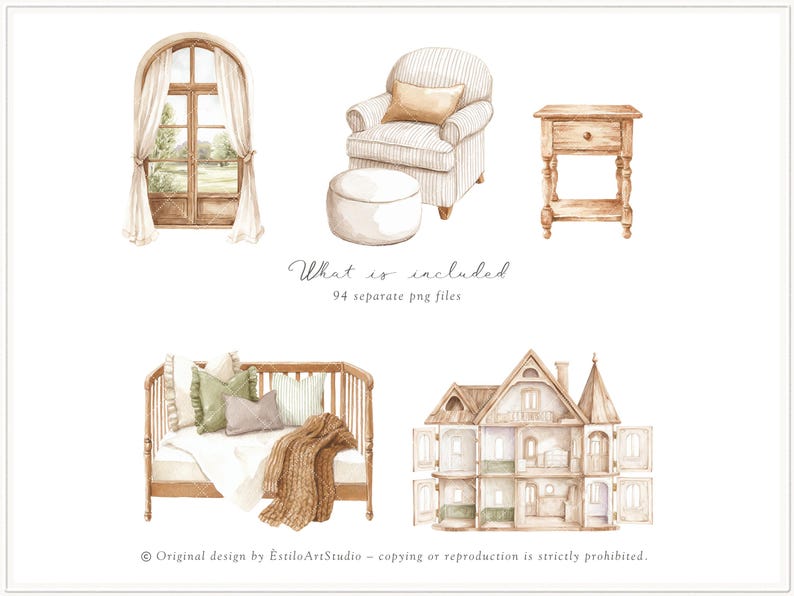 Aquarel Gentle Atelier clipart, erfstuk babyspeelgoed png, vintage kwekerij clipart, neutrale babyshower graphics, Engelse lente, digitaal afbeelding 5