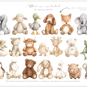 Aquarel Gentle Atelier clipart, erfstuk babyspeelgoed png, vintage kwekerij clipart, neutrale babyshower graphics, Engelse lente, digitaal afbeelding 3