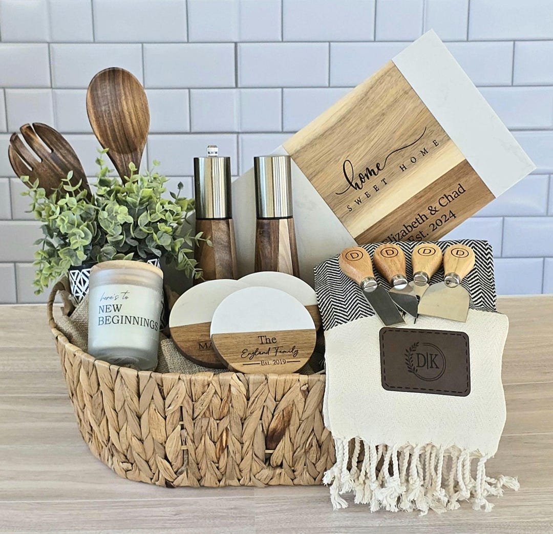Custom Housewarming Gift Basket With Cutting Board Set for New Home ...