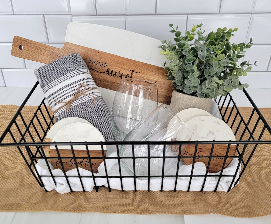 Custom Gift Basket Housewarming Gift Cutting Board First Home Gift Idea ...