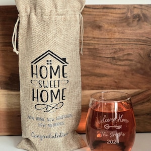 Wine Bag Housewarming Gift Wine Gift Bag Realtor Closing Gift Burlap Wine Bottle Custom Host Gift Wedding Thank You Present