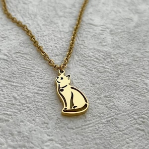 Cat Necklace, Cat Pendant Necklace, Cat Lover Jewelry, Cat Lover Necklace, Cat Mom Gift, Gift for Cat Lover, Minimalist Cat Outline Charm