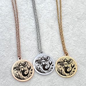 Collar de sirena, colgante de sirena, colgante chapado en oro de 18K, collar especial, collar minimalista, collar de cumpleaños, regalo romántico para ella