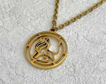 Lion Necklace, Leo Zodiac, Zodiac Necklace, Lion Pendant, Regal Lion Astrological, Personalized Pendant, Animal Jewelry, Birthday Gift