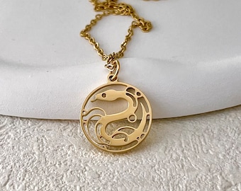 Snake Necklace, Zodiac Snake, Zodiac Necklace, Snake Pendant, Chinese Zodiac, Personalized Pendant, Snake Jewelry, Birthday Gift, Gold Snake