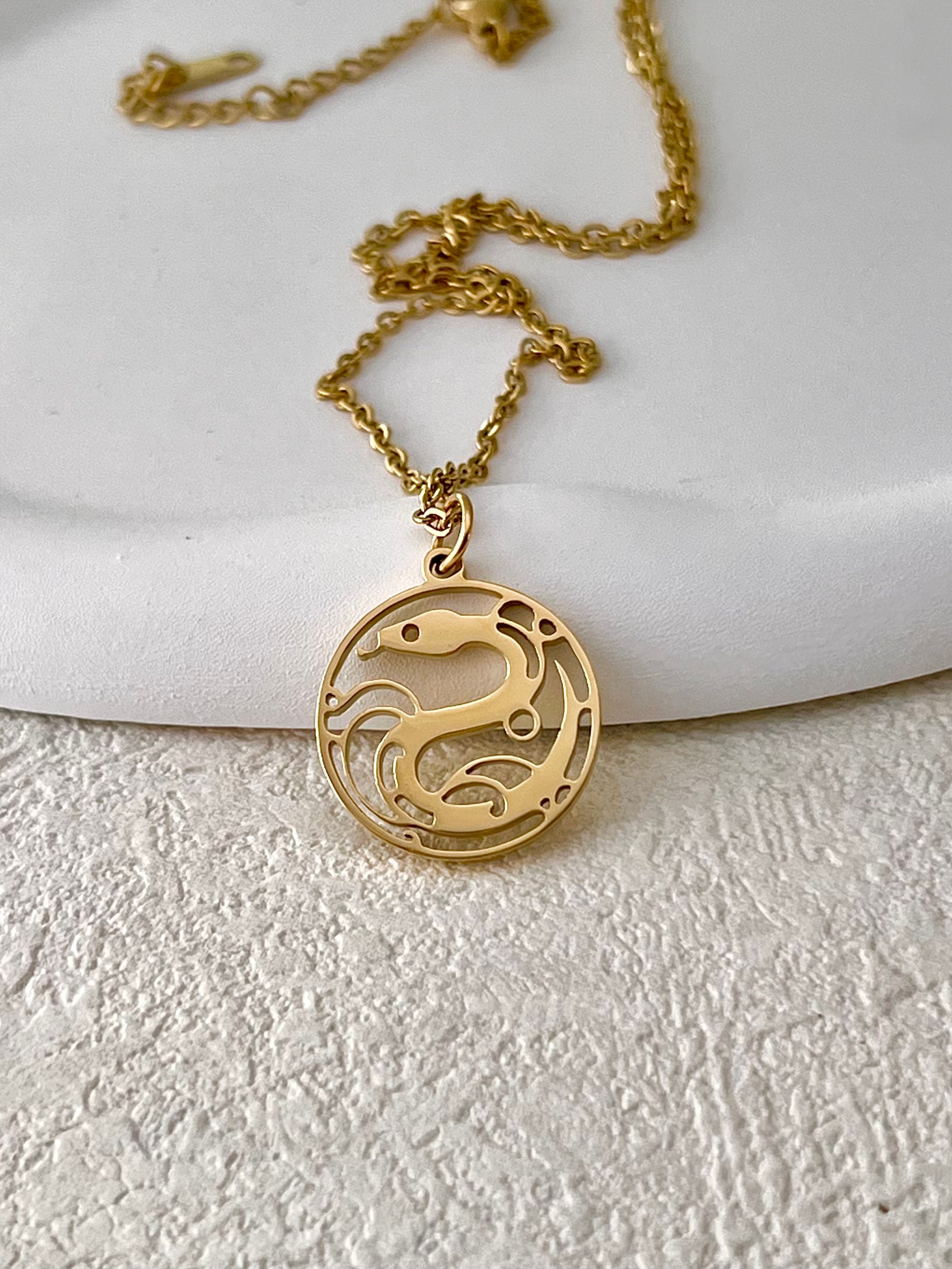 Snake Necklace, Zodiac Snake, Zodiac Necklace, Snake Pendant, Chinese Zodiac, Personalized Pendant, Snake Jewelry, Birthday Gift, Gold Snake