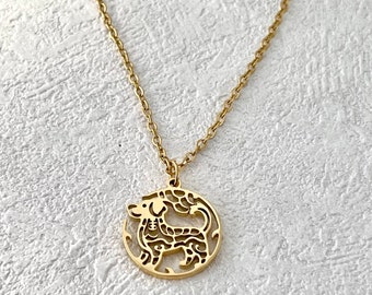 Dog Necklace, Zodiac Dog, Zodiac Necklace, Chinese Zodiac, Personalized Pendant, Animal Jewelry, Birthday Gift, 18K Gold Plated Pendant