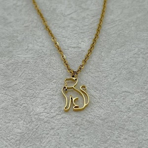 Cat Necklace, Cat Pendant Necklace, Cat Lover Jewelry, Cat Lover Necklace, Cat Mom Gift, Gift for Cat Lover, Minimalist Cat Outline Charm