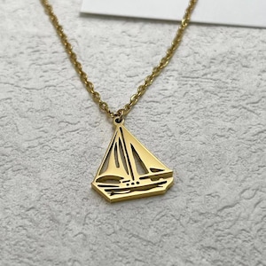 Sailboat Necklace, Sailboat Pendant, Sailboat Charm Necklace,Nautical Charm Jewelry, Dainty Boat Necklace, 18K Gold Plated, Gift for Her