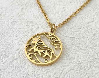 Ox Necklace, Zodiac Ox, Zodiac Necklace, Chinese Zodiac, Personalized Pendant, Animal Jewelry, Birthday Gift, Pendant Necklace