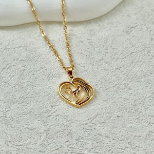 Mother & Child Art Necklace, Mother&#39;s Day Gift, Heart Necklace, Family Necklace, Minimalist Jewelry, Mama Baby Necklace, Gift for Mom