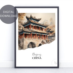 Beijing, China | Wall Art Print | Watercolor Art| Travel Prints | Wall Décor | Digital Download | Printable Art | Home and Office Decor