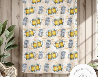 Beer Can and beer Mug Pattern Velveteen Blanket | Cozy Busch lite Beverage Print Throw