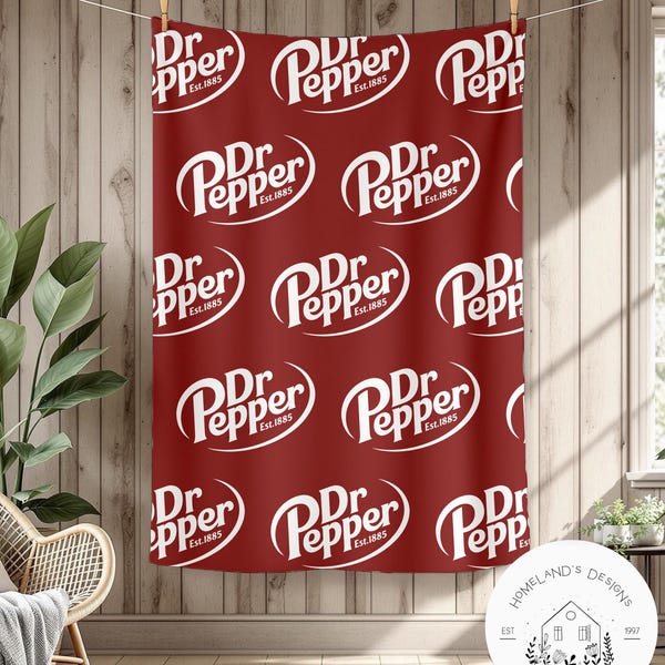 Velveteen Plush Blanket, Dr Pepper Lovers Fleece Throw, Soft Snuggle Bedding, Cozy Winter Home Decor, Gift for Soda Enthusiasts, Warm