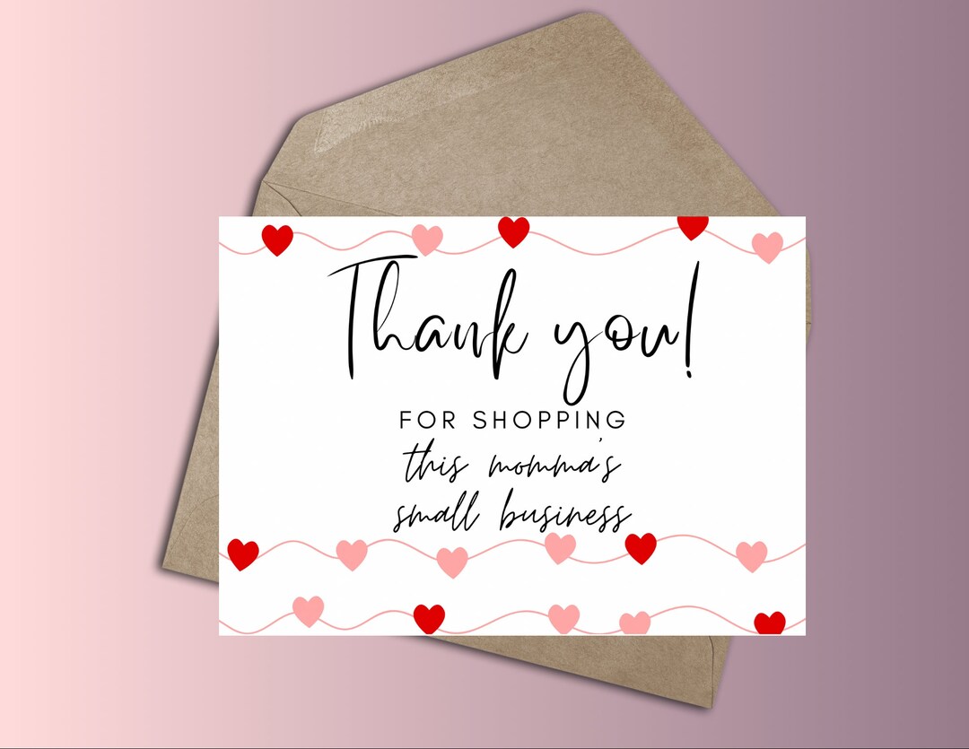 Pink Thank You Card Template for Small Business (canva Editable ...