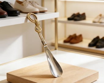 Hemp rope brass shoehorn，Short Shoehorn