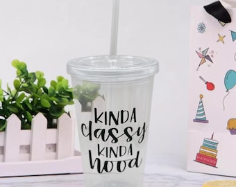 Clear Plastic Tumbler with Lid & Straw Personalized Customized Funny Gift Wedding Graduation Birthday Teachers Gift Idea