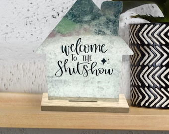 Customizable Metal House Tabletop Decor: Farmhouse Style