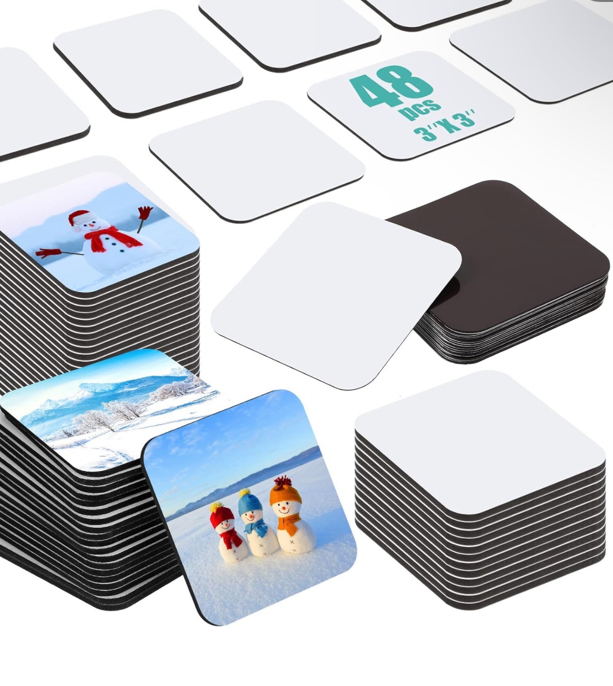 Blank 3x3 Inch Square Magnets: DIY Vinyl Crafts, Party Favors - Qty 50