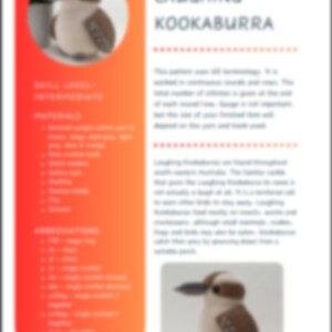 Kookaburra riant - Modèle au crochet uniquement image 6